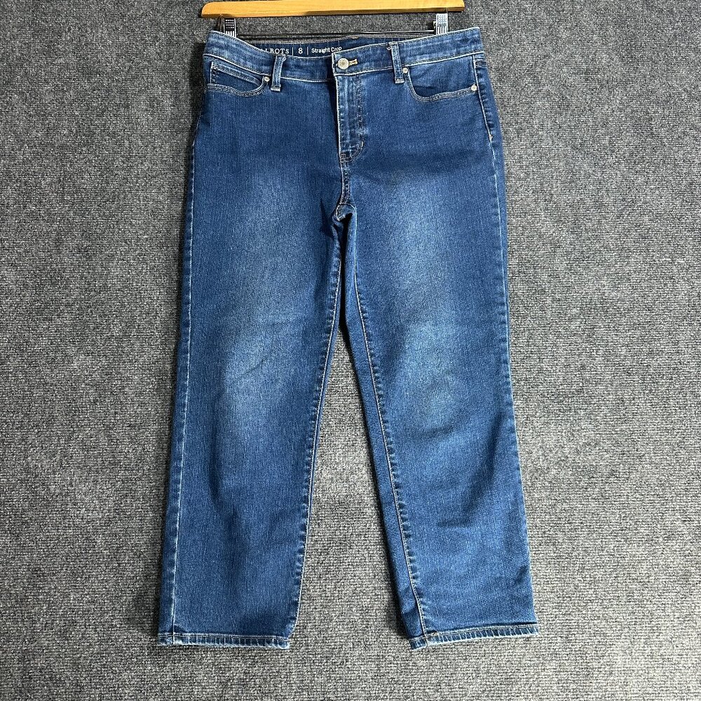 Talbots Jeans Womens 8 Straight Crop Cotton Stretch Pockets Medium Wash Pockets